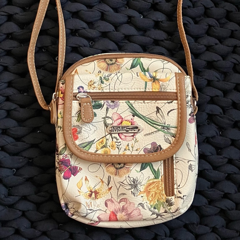 Multi-color Floral and Butterflies Purse Bag